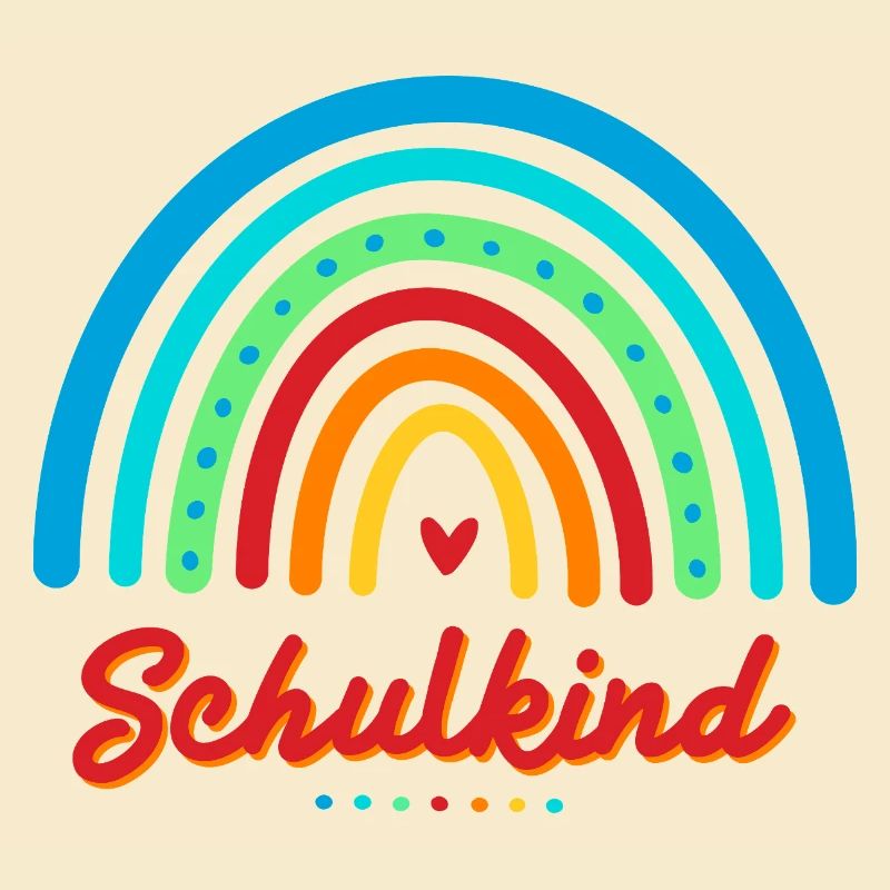 Schulkind bunter Retro Regenbogen Einschulung