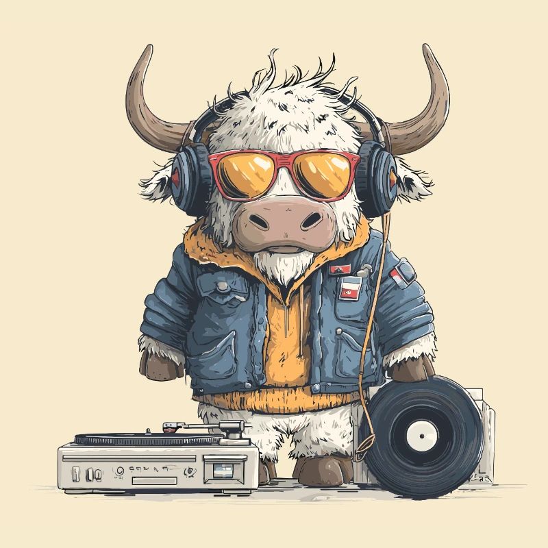 Stier DJ mit Kopfhörer