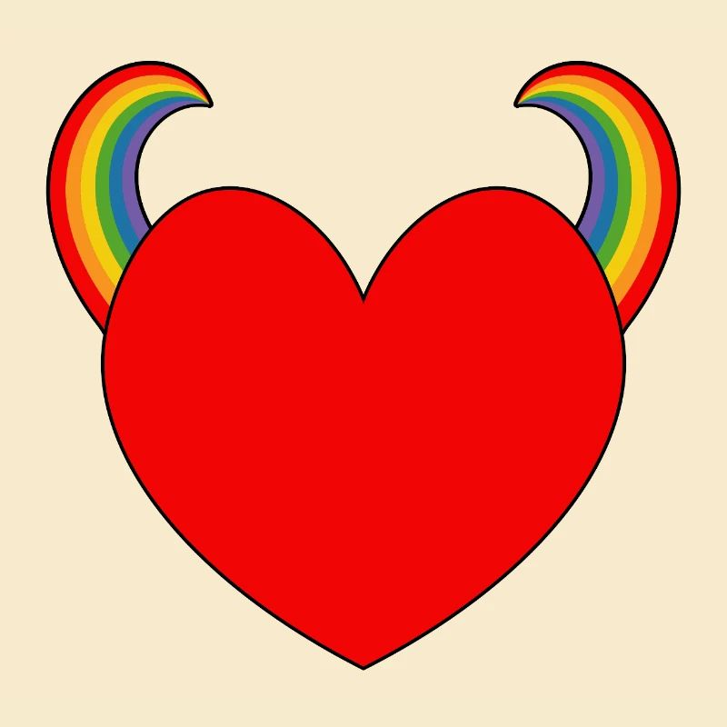 Rotes Herz mit Regenbogenhörnern