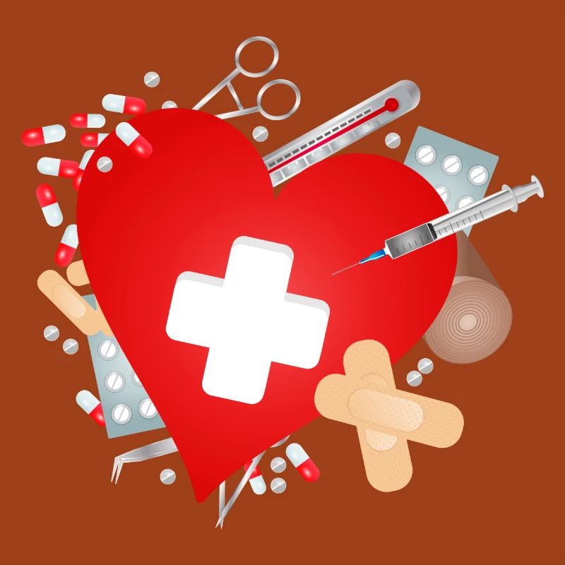 Erste Hilfe Set oder Reiseapotheke mit Herz