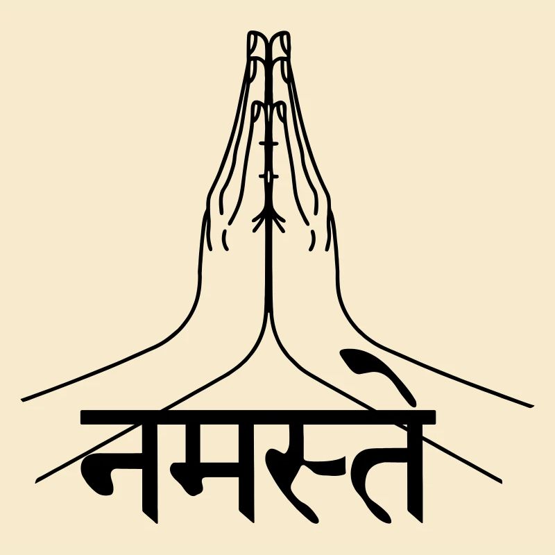 Namaste Sanskrit geschriebene Hände