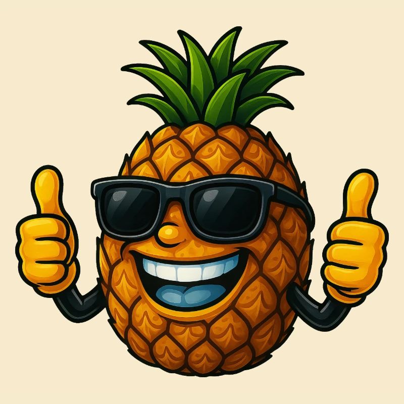 Mignon dessin animé ananas d’été fruit plaisir joie