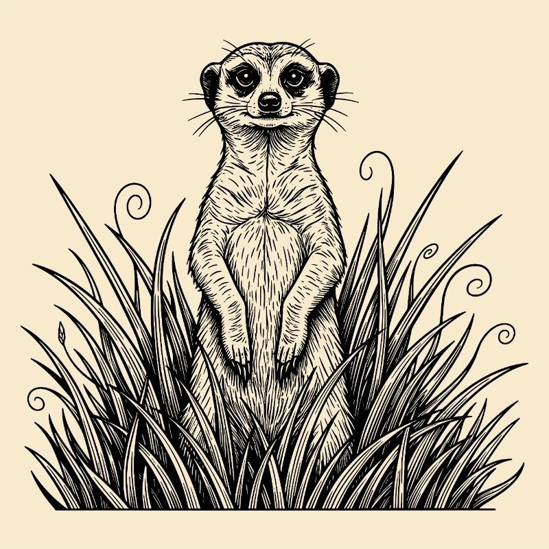 Suricate dans l’herbe
