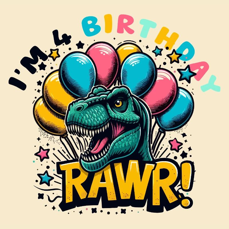 Geburtstag T rex Bunte Luftballons Rawr