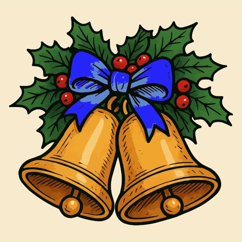 Weihnachtsglocken mit blauem Band