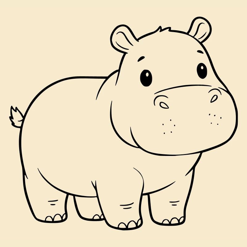 Süßes Baby Nilpferd Comic Outline
