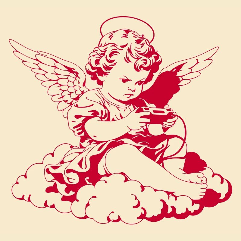 Gaming Engel – Cherub mit Controller
