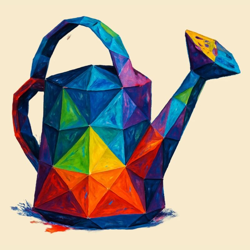 Geometrische Gießkanne – Low-Poly-Gartendesign