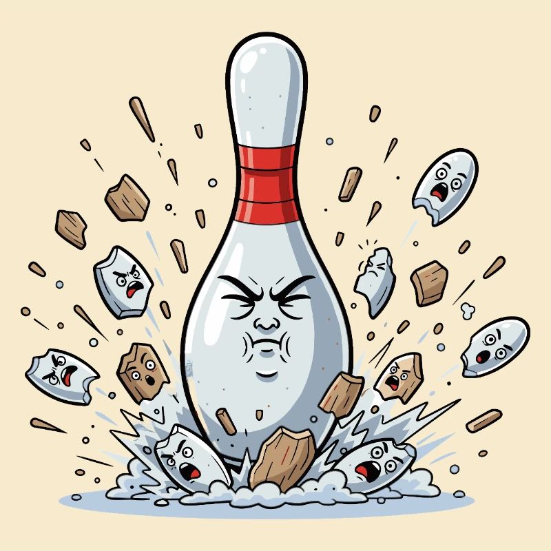 Exploding Bowling Pin Cartoon