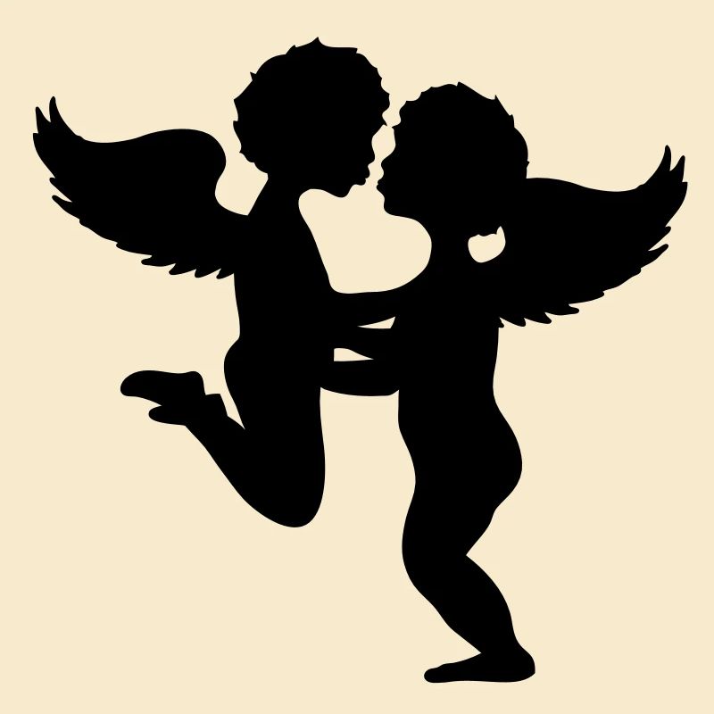 Two angels kiss each other
