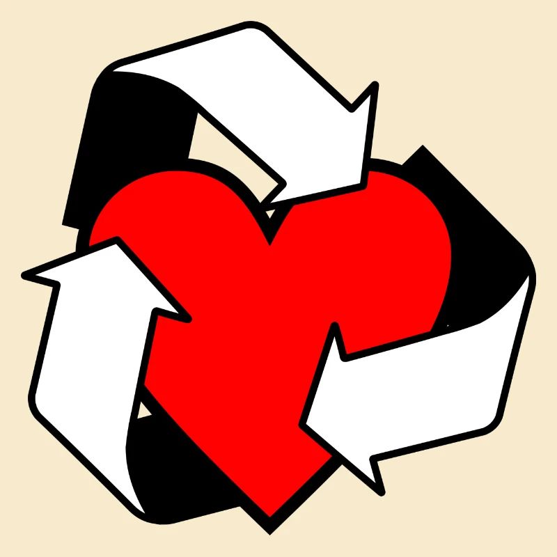 Reusing love with heart white arrows