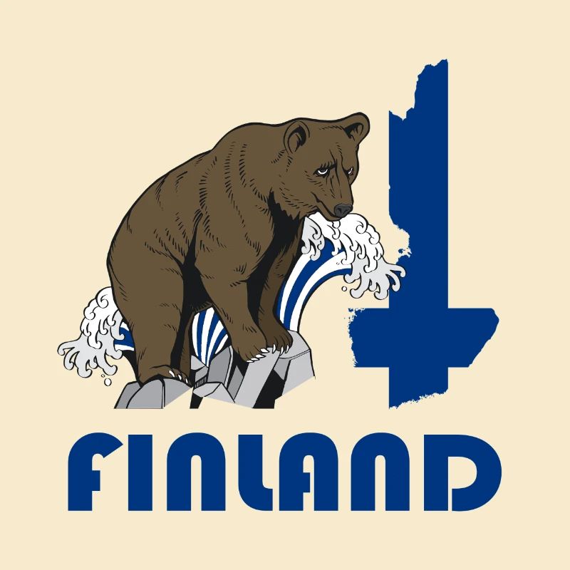 Conception d'ours de Finlande avec carte et drapeau