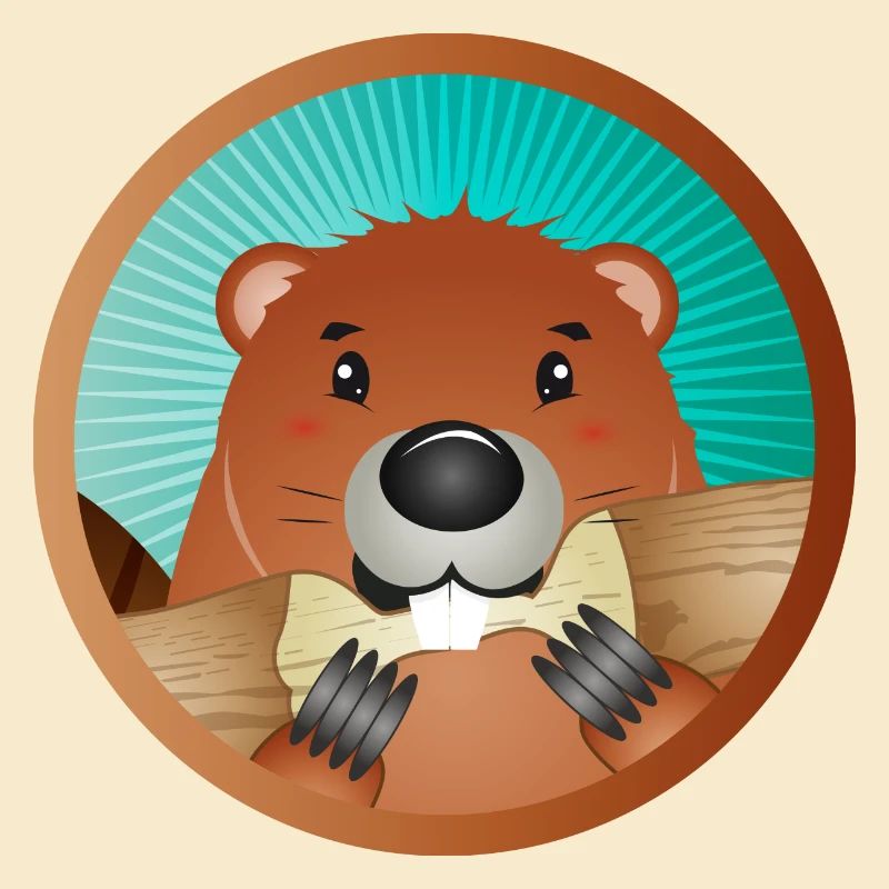 mignon rongeur patch - castor grignote le bois