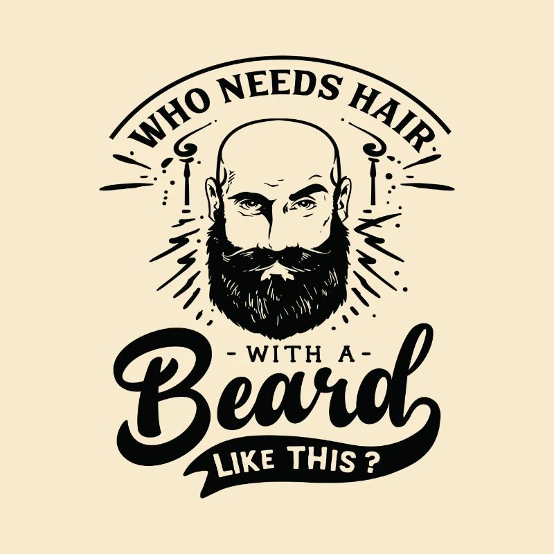 Funny Beard Hipster Men Lettering Typography