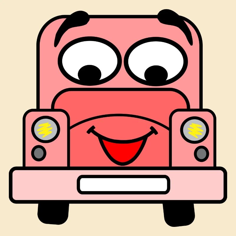 Cheerful car with face pink