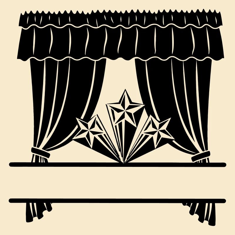 Curtains theater star with name bar