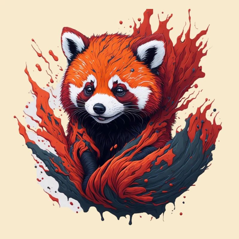 Roter Panda im Farbwirbel
