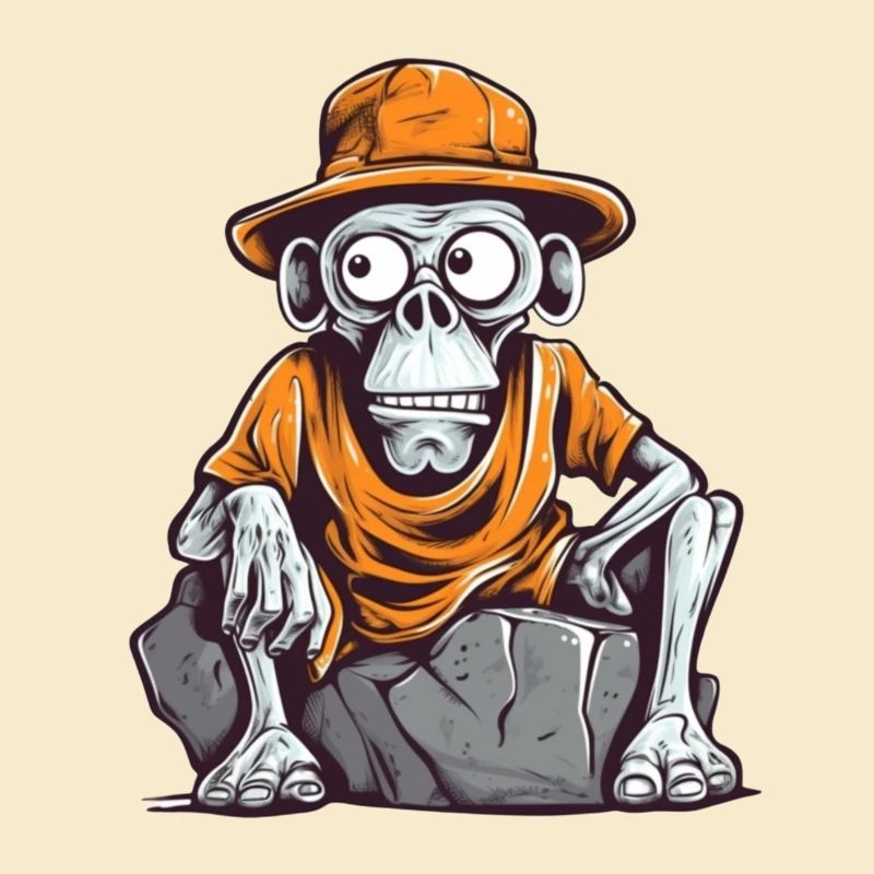 Skull Affe mit Hut und T-Shirt