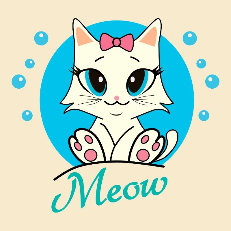Chat mignon et ses bulles bleues