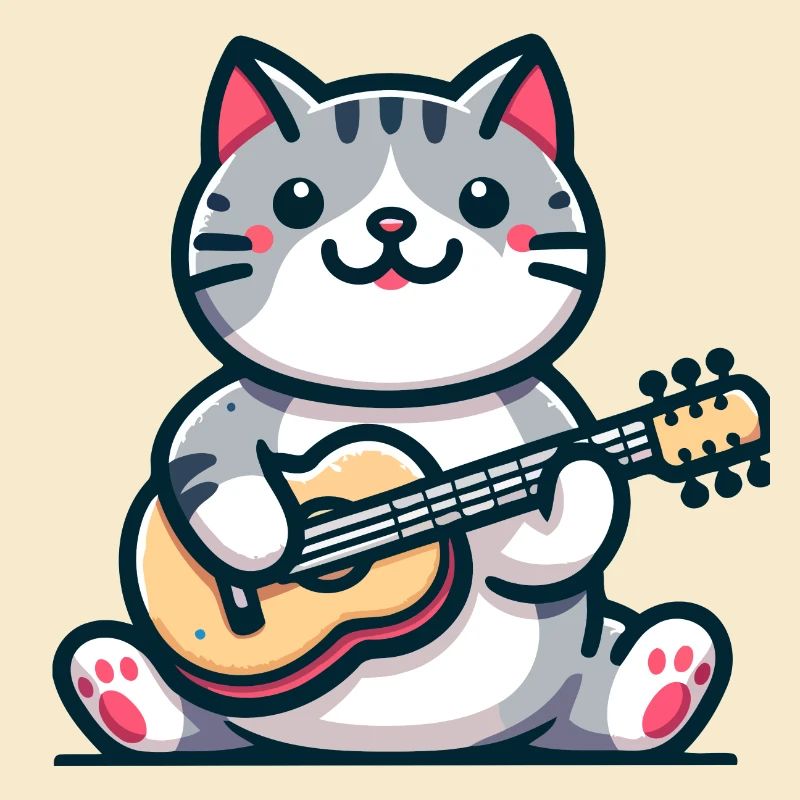 Die Gitarre klimpernde Katze
