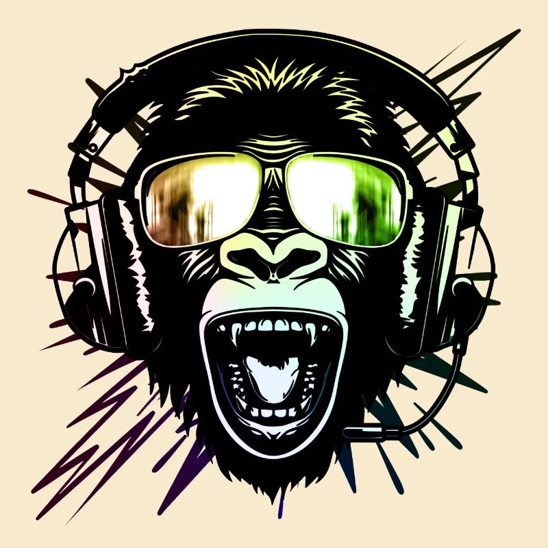 Affe mit Neonbrille