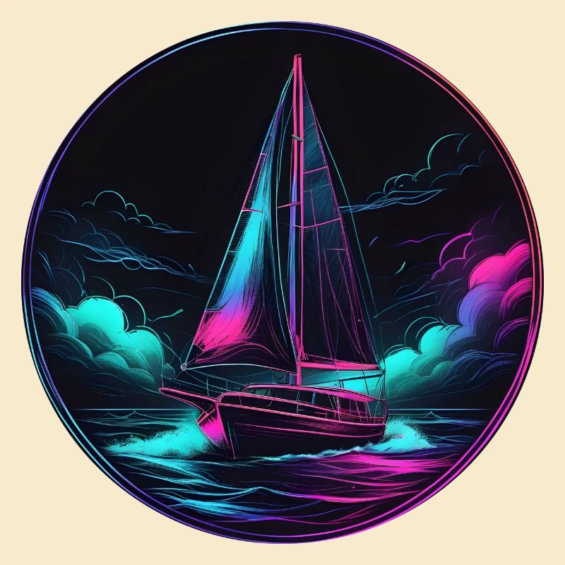 Neon Segelboot Kreis