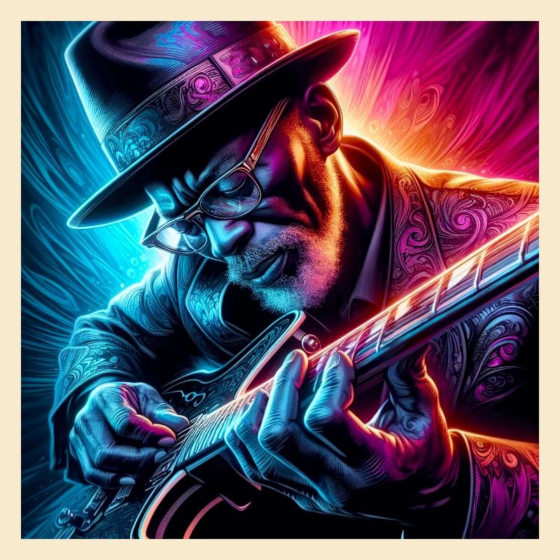 Retro Neon Effekte Gitarrist