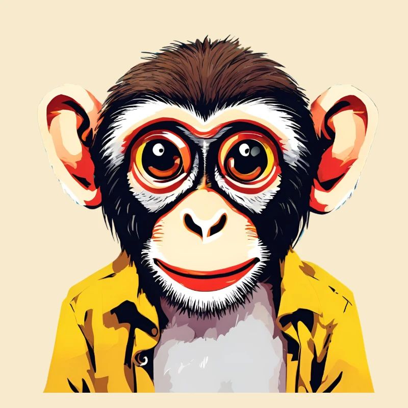 Vibrant Monkey Illustration for Apparel