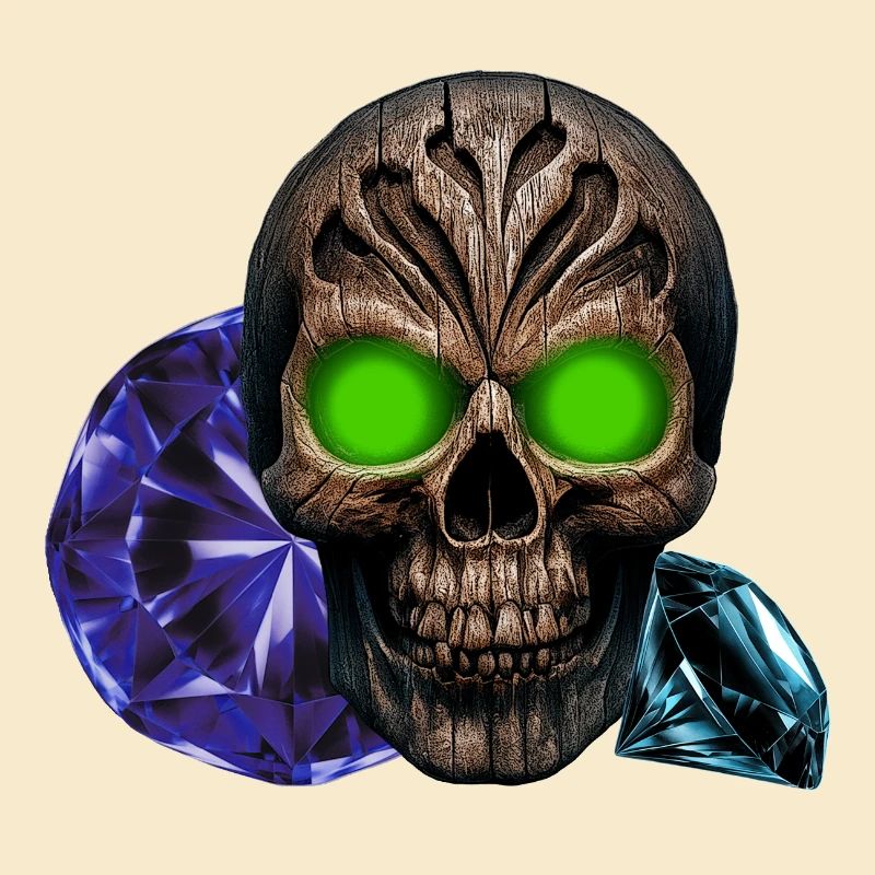 Menschenschädel, leucht augen, Brillanten, vanitas