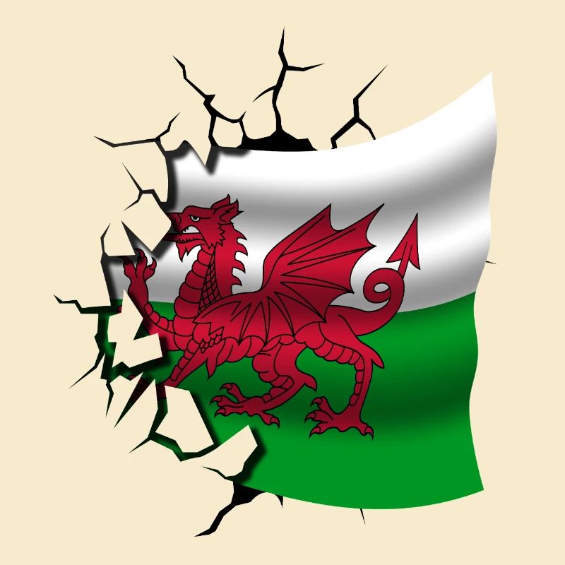 Drapeau du Pays de Galles - Gallois - Drapeau Broken Design