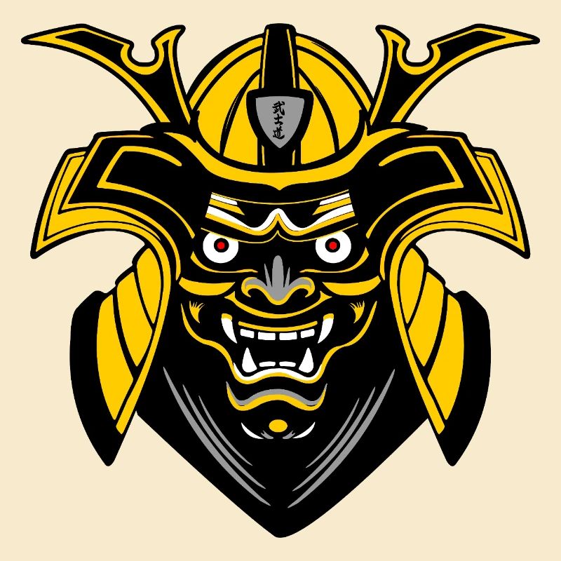 SMenpō Masque de samouraï or-noir