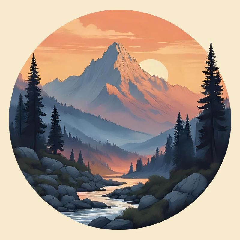 Mountain Landscape at Sunset