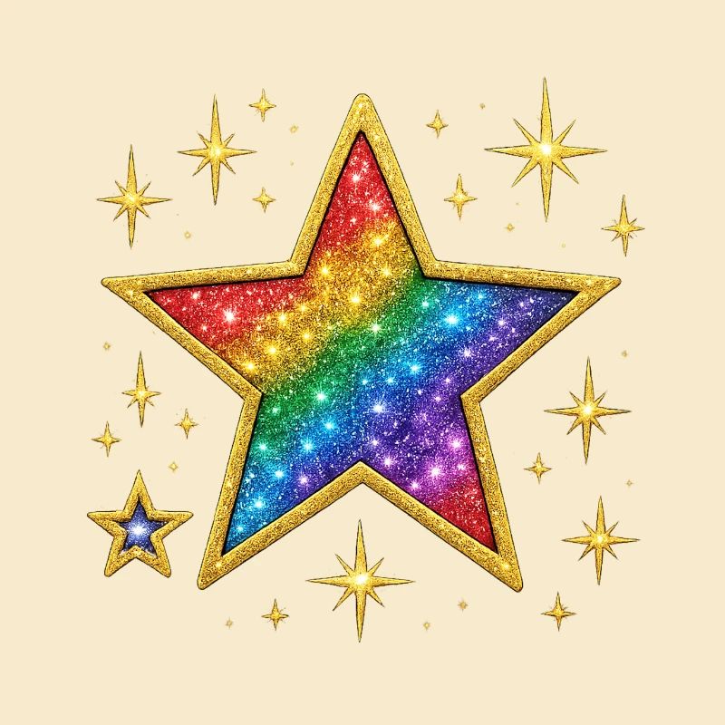 Leuchtendes Glitzer-Regenbogen-Stern-Design