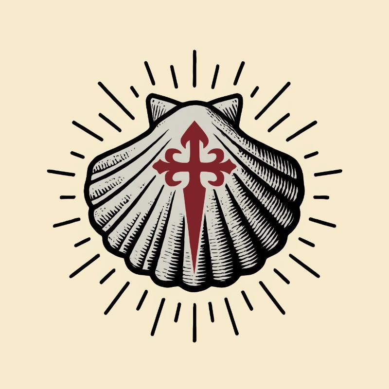 Coquille Saint-Jacques avec Croix de Saint-Jacques-de-Compostelle