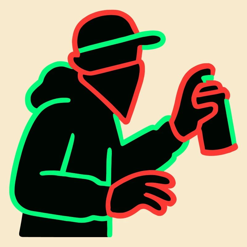 Neon Graffiti Sprayer Silhouette