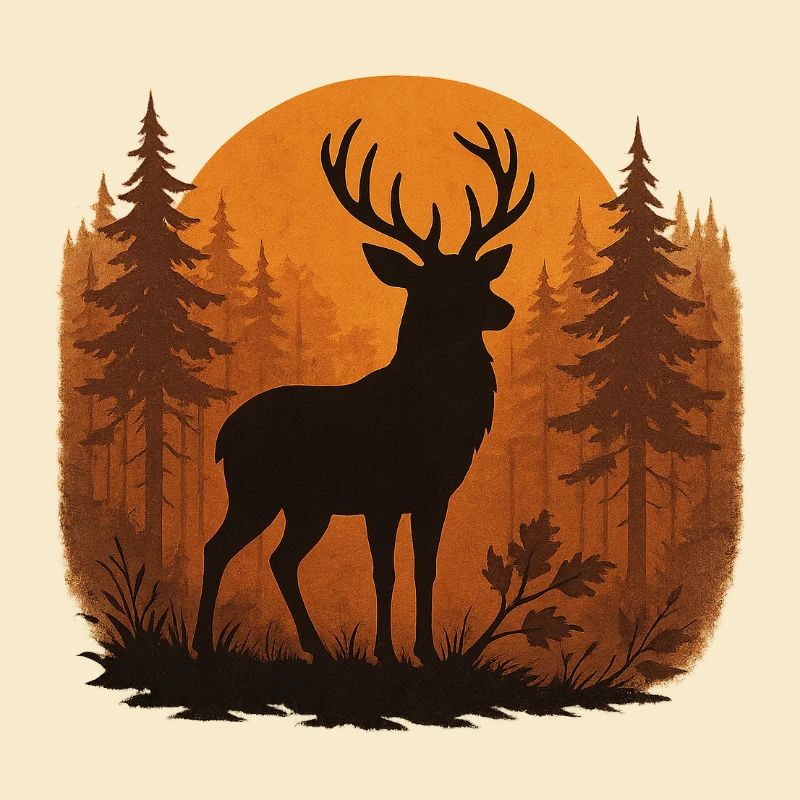 Hirschsilhouette Herbstwald