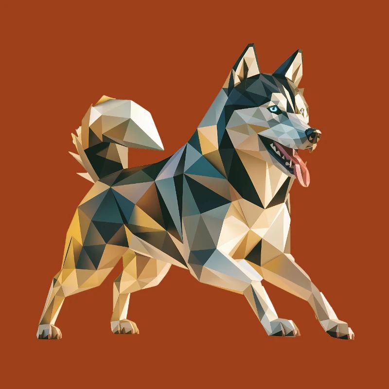 Siberian Husky - Cool Low Poly  Logo