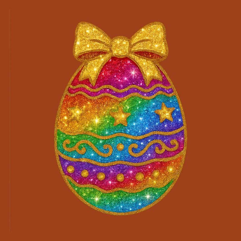 Regenbogen Glitzer-Ei mit Schleife