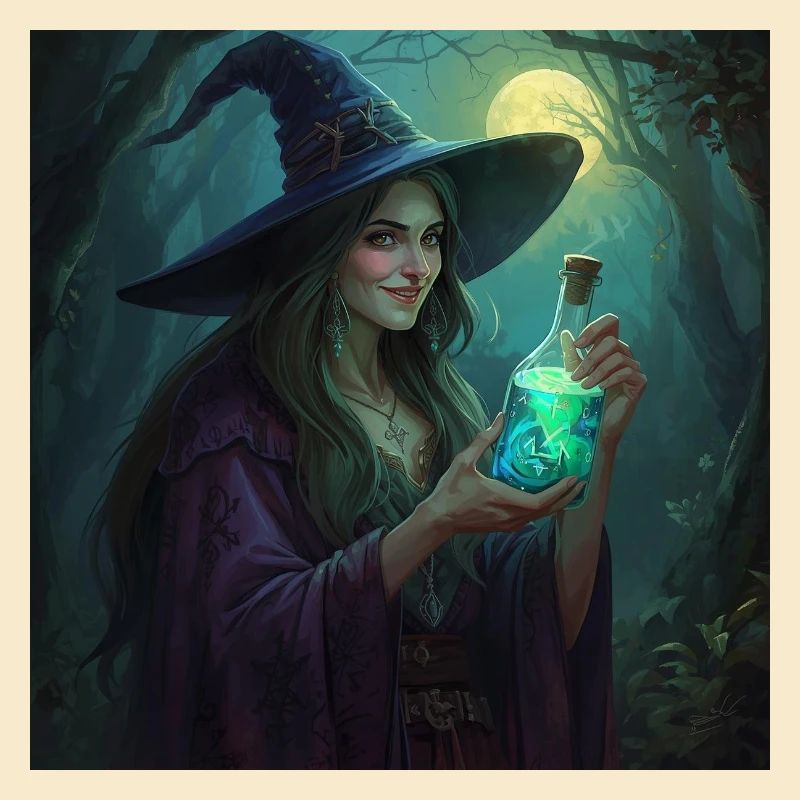 Forest Witch with Glowing Potion