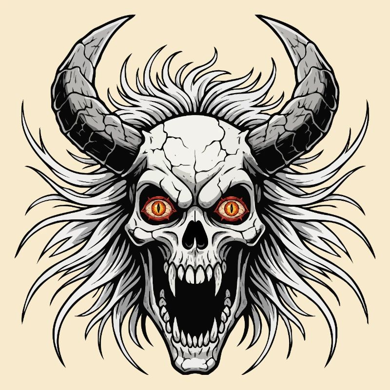 Crâne de diable avec des cornes