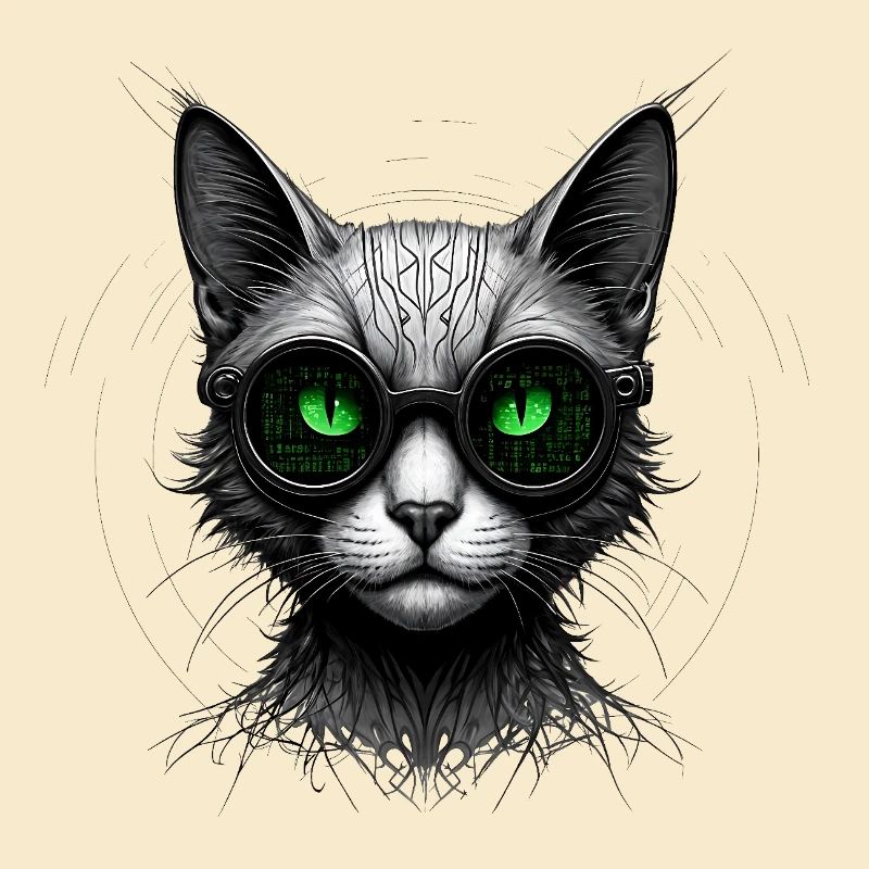Grüne Augen Computer Programmierer Geek Katze