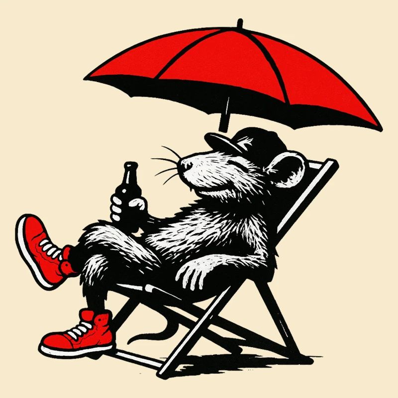 Ratte mit Sonnenschirm Relax