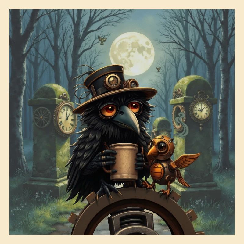 Corbeau Steampunk de nuit