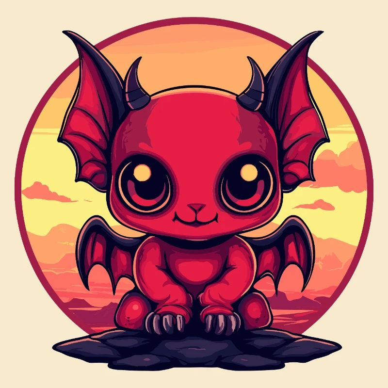 Roter Dämonen-Kobold am Abend