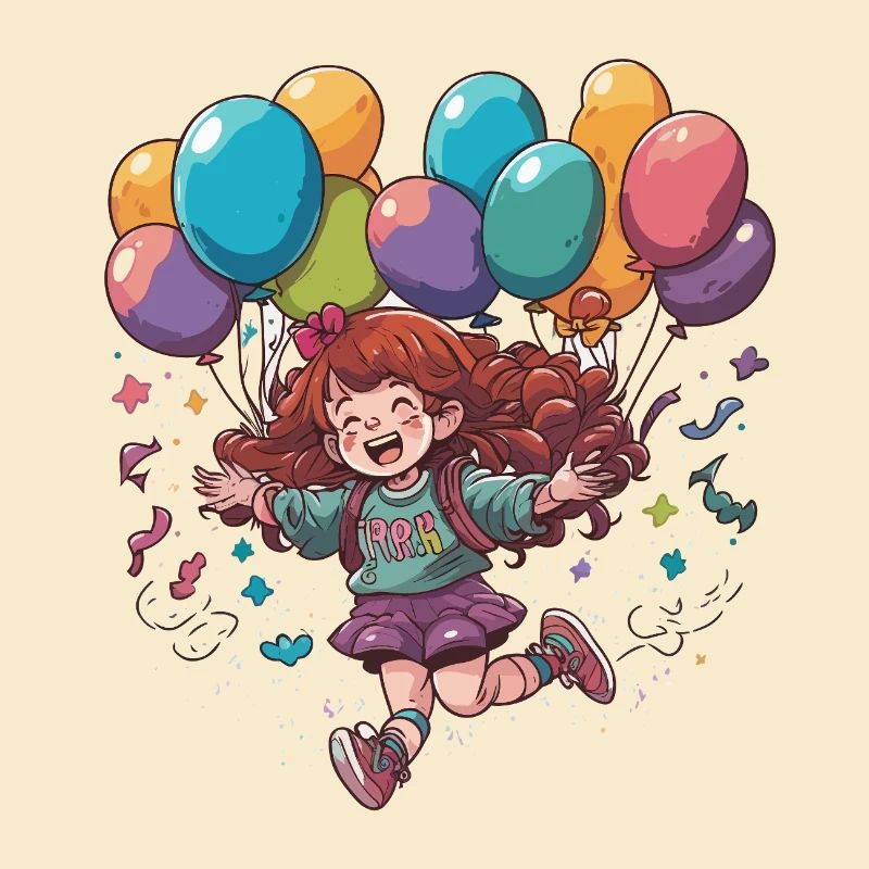 Fröhliches Mädchen mit Ballons