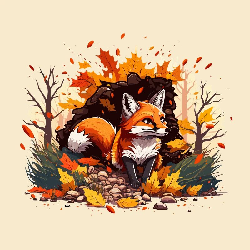 Fuchs im Herbstlaub