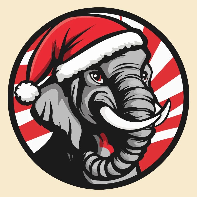 Weihnachts-Elefant mit Santa-Hut