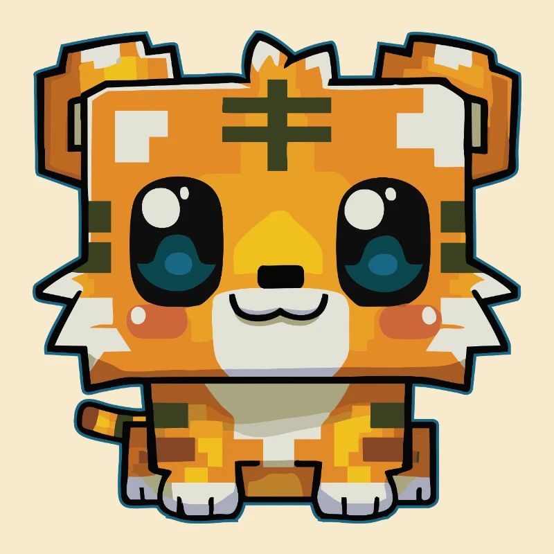 Mignon Pixel Tiger Kawaii
