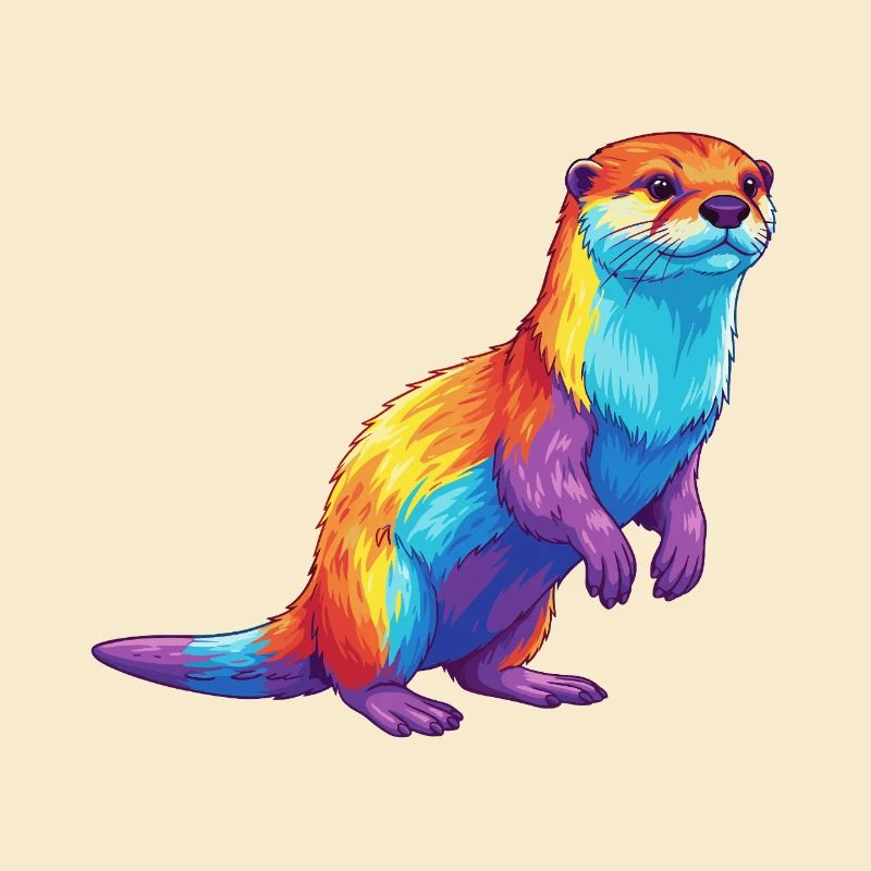 Buntes Otter-Regenbogen-Pop-Art-Aquarell