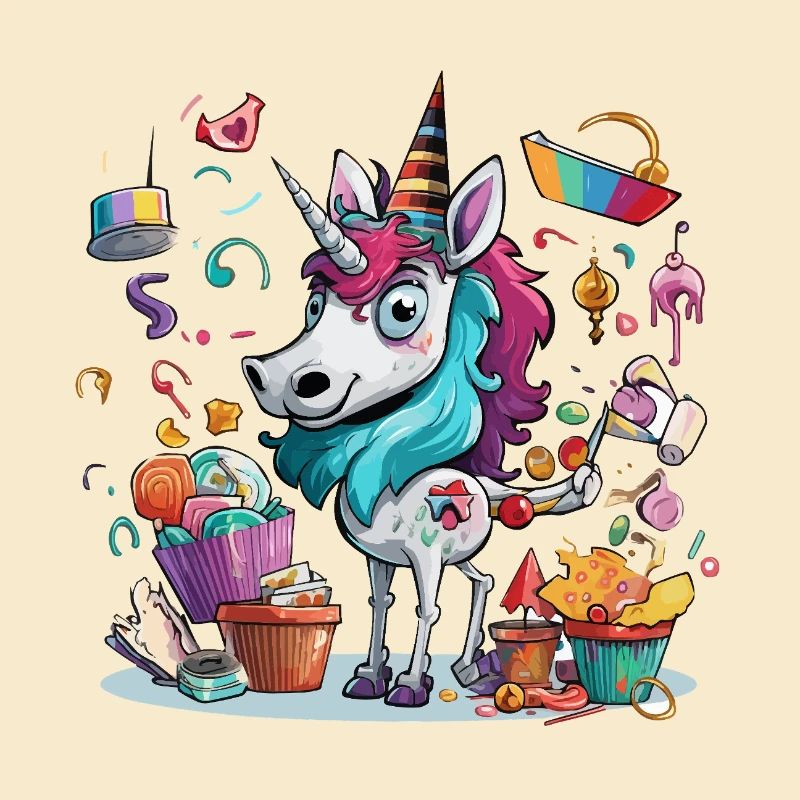 Kunterbuntes Einhorn-Partymotiv